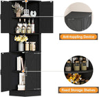Vabches 64.8" Tall Farmhouse Corner Cabinet with 4 Doors and 5 Storage Shelves, Farmhouse Storage Cabinet with Barn Door Design, Home Space Saver for Living Room, Kitchen, Laundry Room,Black