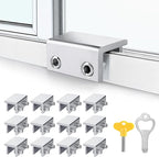 ZRFCXE Window Locks,12 Pack Sliding Window Locks with Key for Vertical & Horizontal Sliding Windows Doors,Easv to Install,Adjustable Security Window Lock for Patio Bedroom Home and Office (Silver)