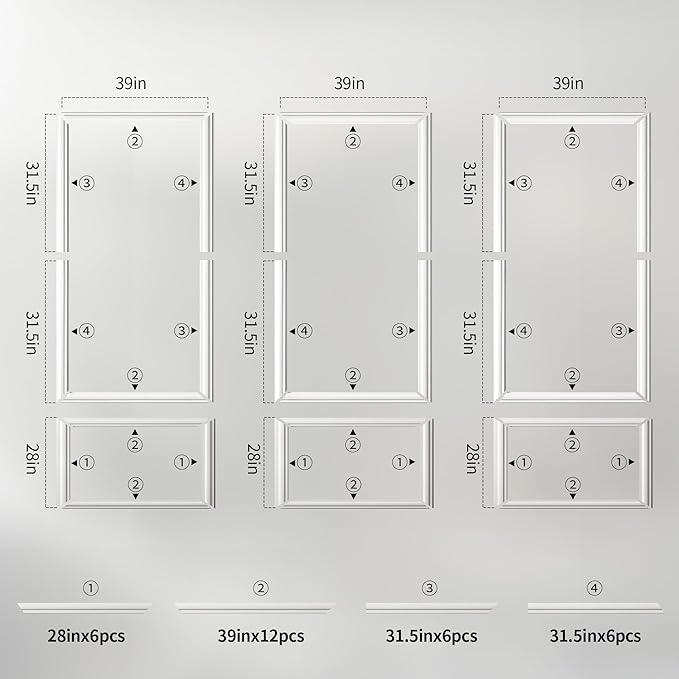 RELIANCER Peel and Stick Wall Molding Kit,30PCS Pre-Cut Door Molding Panels,3D Moulding Wainscoting Panel,Self Adhesive Walls Moulding Trim,Wall Modular Frames for Interior Walls Decor Home Bedroom