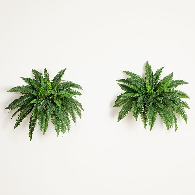 Nearly Natural 40in Hanging Artificial Fern Plant, Set of 2 - Realistic Silk Plant, Faux Greenery For Home Living Room Decor Natural Look Low Maintenance