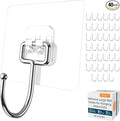 GLUIT Adhesive Large Wall Hooks for Hanging Heavy Duty 22 lbs Hooks for Walls No Damage, Towel Sticky Clear Hooks, Waterproof, Home, Bathroom, Kitchen, Office, and Outdoor 40 Pack