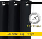NICETOWN Black Out Curtains 96 inches Long for Living Room, Grommet Thermal Insulated Blackout Window Treatments Room Darkening Drapes for Bedroom, W52 x L96, 2 Panels