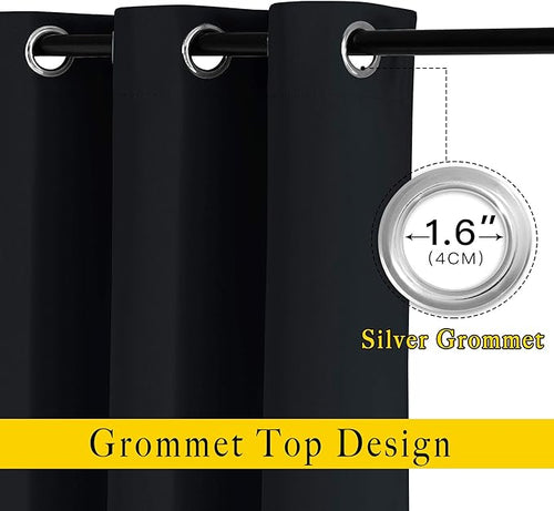 NICETOWN Black Out Curtains 96 inches Long, Grommet Thermal Insulated Blackout Curtains Privacy Window Treatments for Boys Room/Living Room, W46 x L96, 2 Panels