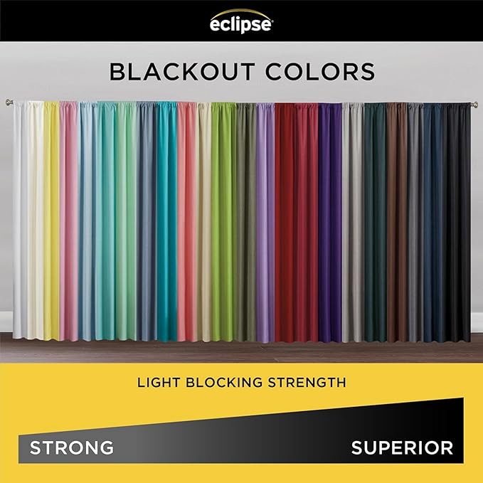 ECLIPSE Kendall Modern Blackout Thermal Rod Pocket Window Curtain for Bedroom or Living Room (1 Panel), 42" x 54", Artichoke