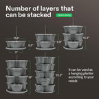 VIVOSUN 5 Tier Vertical Gardening Stackable Planter for Strawberries, Flowers, Herbs, Vegetables, Grey