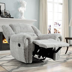 CANMOV Manual Recliner Chair Set of 2, Classic and Traditional Manual Recliner Chair with Comfortable Arms and Back Single Sofa for Living Room, White Grey