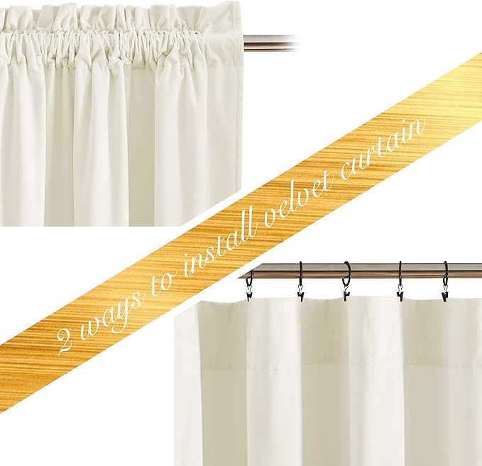 NICETOWN Ivory White Velvet Curtains 54" Length 42" Wide, Light Dimming Thermal Insulated Luxury and Thick Window Treatments for Bedroom Living Room, 2 PCs