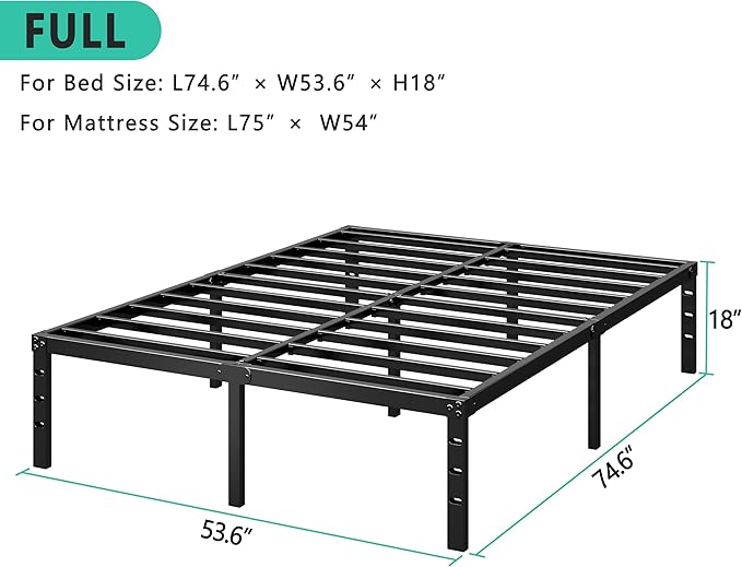 Metal Platform Bed Frame 14 Inch Tall,No Box Spring Needed,Full Size Bed with Heavy Duty Strong Support Slats,Easy to Assemble,Black