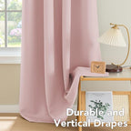 H.VERSAILTEX Blackout Curtains for Bedroom Thermal Insulated Room Darkening Living Room Curtains 84 Inch Long Grommet Privacy Protection Window Curtain Panels/Drapes for Nursery, 2 Panels, Baby Pink