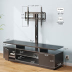 Rolanstar TV Stand with Mount and Power Outlet 51.2", Swivel TV Stand Mount for 32/45/55/60/65/70 inch TVs, Height Adjustable Modern Entertainment Center with Storage & LED Lights, TV Table Black