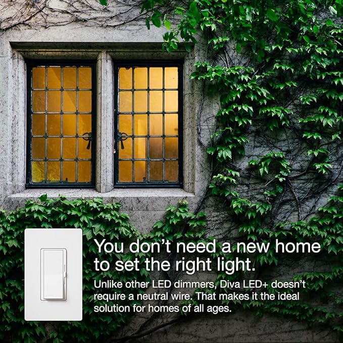 Lutron Diva LED+ Dimmer Switch for Dimmable LED, Halogen and Incandescent Bulbs, 150W/Single-Pole or 3-Way, DVCL-153P-AL, Almond (Pack of 2)