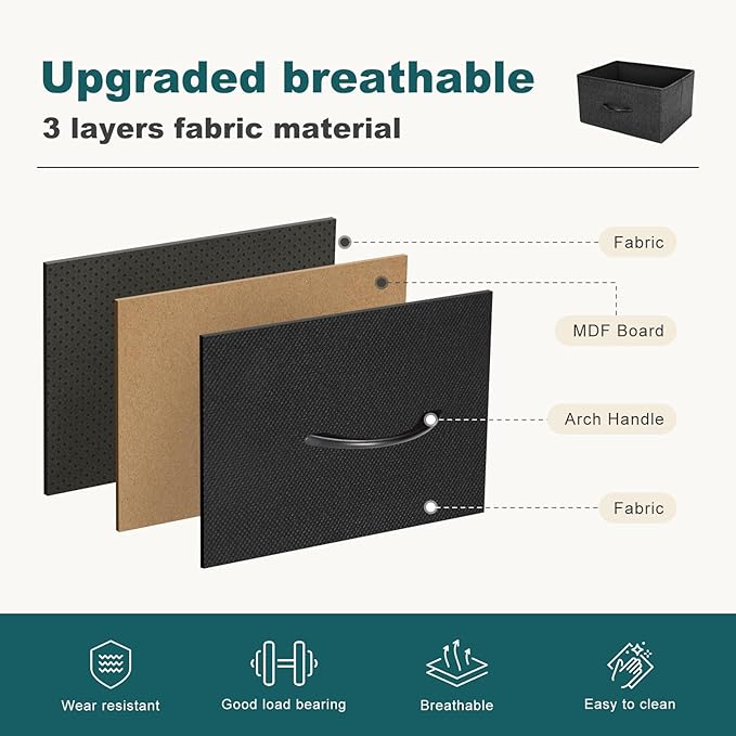 Dresser for Bedroom with 9 Drawers, Anti-Tip Tall Fabric Chests Storage Organizer Tower Furniture with Wooden Top Metal Frame for Clothes, Closet, Living Room, Hallway, Entryway