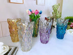 Unbreakable Flower Glass Vase 3.5lb 9.5inch Sparkle vase Bohemian Style, for Centerpieces,Kitchen,Office, Living Room,Wedding,Perfect Home Decor Glass Vase (Gradient Light Purple)