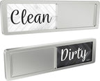 Dishwasher Magnet Clean Dirty Sign, Clean Dirty Magnet for Dishwasher, Rustic Farmhouse Kitchen Decor, Magnetic Dish Washer Sign Indicator, Sliding Rustic Dish Washer Signs, Black & White Parquet