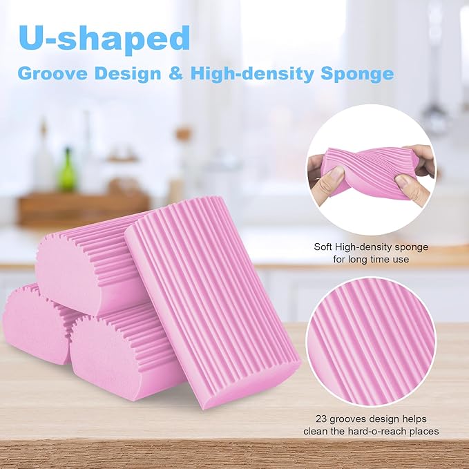 2-Pack Damp Clean Duster Sponge, Magic Sponge Eraser Baseboard Cleaner Tool, Dusters for Cleaning Blinds, Glass, Vents, Railings, Mirrors,Window Track Grooves and Faucets