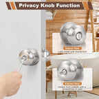 Estmoon 6 Pack Brushed Nickel Door Knobs, Privacy Door Lock Silver Keyless Door Handle with Lock for Bathroom Bedroom, Keyless Door Hardware