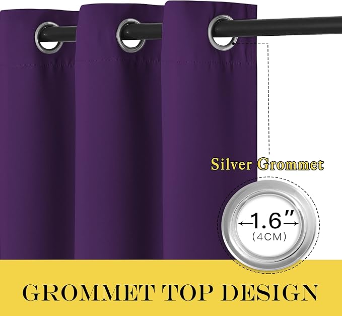 NICETOWN Blackout Sliding Glass Door Curtains, Room Darkening Thermal Insulated Curtains for Living Room Bedroom, Extra Wide Window Drapes, 1 Panel, W80 x L118, Royal Purple