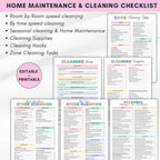 Cleaning Planner, Cleaning Schedule and Checklist Organizer, Daily Weekly Monthly Household Cleaning Planner, Chore Chart Notebook for Home, Family Cleaning Tasks, DIY Home Improvement, Editable Template