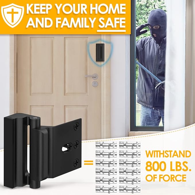 Home Security Door Lock Door Reinforcement Lock: Metal Door Locks for Front Door Locks for Kids Safety Child Proof Door Latch for Top Inside Deadbolt Lock