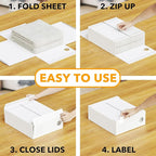 SpaceAid 8 Pack Bed Sheet Organizers and Storage, Foldable Organizer for Linen Closet, Sheets Set Folder Keeper with Window XL (Queen & King Size) Organizing Bedding Container, White 91ZDSN-SL24-W8