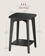 VASAGLE MAEZO Collection - Side Table, 2-Tier Small Square End Table, Nightstand with Tapered Legs, Curved Transitions, for Small Spaces, Living Room, Bedroom, Charcoal Gray ULET236B01