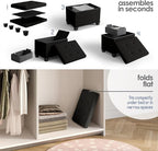 Storage Ottoman Cube with Small Bin, 16-in Square Ottoman with Storage for Living Room and Bedroom, Small Ottomans Foot Rest, Velvet Foot Stools Ottomans Max 330lbs, Black