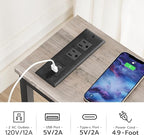 HOOBRO Narrow Console Table with Power Outlets, 44.9 Inches Sofa Table, Slim Behind Couch Table, Entryway Table with Display Shelf, for Living Room, Foyer, Hallway, Greige and Black BG114UXG01