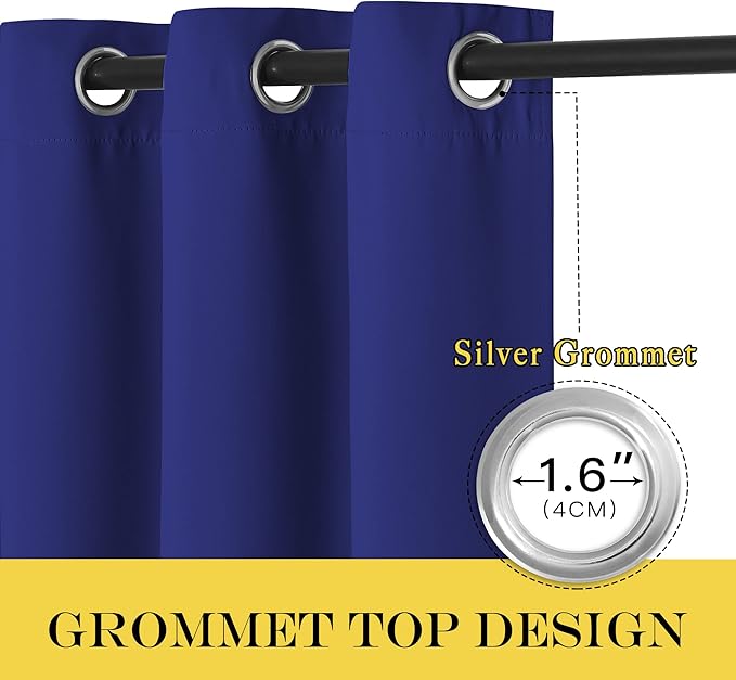 NICETOWN Blackout Curtains 84 Inch Length, Thermal Insulated Curtains for Bedroom Grommet Energy Saving Room Darkening Drapes for Living Room Window, 1 Panel, Navy Blue, 66" W x 102" L