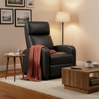 BestMassage Recliner Chair with Adjustable Backrest & Footrest, PU Leather Armchair with Lumbar Support for Living Room, Home Theater, Bedroom (Dark Black)