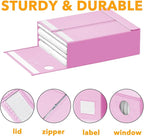 SpaceAid 12 Pack Bed Sheet Organizers and Storage, Foldable Sheet Organizer for Linen Closet, Sheets Set Folder Keeper with Window XL (Queen & King Size) Bedding Container (Pink, 12 Pack)