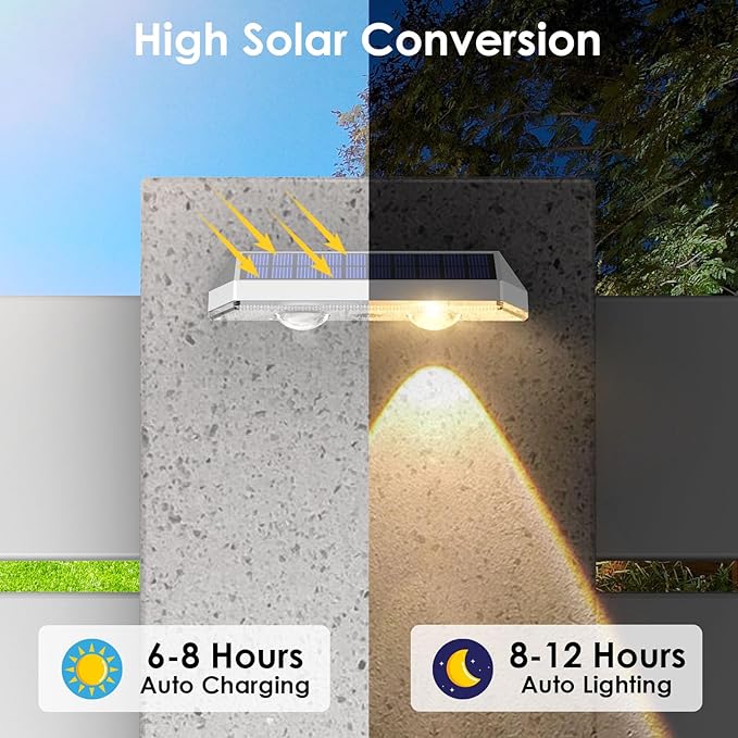 Solar Fence Lights Outdoor - 2700/4000/6000K 3 Modes, IP65 Waterproof Fence Solar Lights Outdoor, Fence Light Solar Powered for Patio Decor/Railing/Step and Wall - Unique Housewarming Gifts（8 Pack