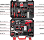 PULITUO 148-Piece Home Drill Set with 12V Red Cordless Drill, Hand Tools, Tool Box, Ideal for Men, Women, and DIY Enthusiasts for Home Improvement.