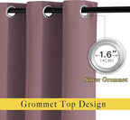 NICETOWN Patio Blackout Curtain Panels - Thermal Insulated Grommet Blackout Drapes Light Blinds Room Darkening Window Treatments for Villa/Cottage (2 Panels, W80 x L95, Dry Rose)