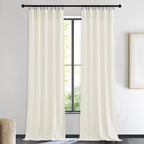 NICETOWN Ivory White Velvet Curtains 90" Length 42" Wide, Luxury and Thick Window Treatments for Bedroom - Thermal Insulated Privacy Protection, 2 PCs