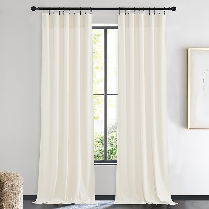 NICETOWN Ivory White Velvet Curtains 90" Length 42" Wide, Luxury and Thick Window Treatments for Bedroom - Thermal Insulated Privacy Protection, 2 PCs