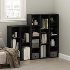 Furinno LUDER Book Shelf, 5-Cube Bookshelf, Reversible Bookcase, 9.4 x 19.5 x 31.5, Easy Assembly, for Living Room, Bedroom, Home Office, Blackwood