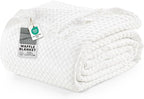 Utopia Bedding White 100% Cotton Waffle Blanket 300 GSM [Full - 90x84 Inch] Soft Lightweight Breathable Bed Blanket for All Season