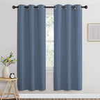 NICETOWN Stone Blue Blackout Curtains for Living Room, Window Treatment Thermal Insulated Room Darkening Grommet Drapes Sound Dampening for Bedroom, 2 Panels, W37 x L72
