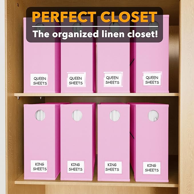 SpaceAid 8 Pack Bed Sheet Organizers and Storage, Foldable Organizer for Linen Closet, Set Folder Keeper with Window XL (Queen & King Size) Bedding Container (Pink, 8 Pack)