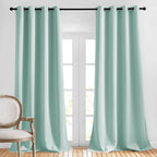 NICETOWN Room Darkening Curtains for Bedroom, Window Treatment Thermal Insulated Solid Grommet Window Treatments Sound Reducing for Living Room, Aqua Blue, Set of 2, W52 x L90