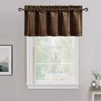 NICETOWN Brown Velvet Valance Curtains for Windows 18 inch Length, Kitchen Window Treatment Room Darkening, W52 x L18, 1 Panel