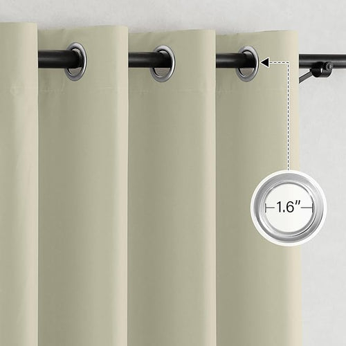 NICETOWN 100% Blackout Curtains 96 inches Long, Grommet Lightweight Easy to Install Portable Blackout Curtains Energy Saving Shades for Living Room/Bedroom, Muted Beige, W52 x L96, 2 Panels