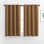 NICETOWN Half Window Curtains for Bedroom - Grommet Modern Thermal Insulated Blackout Window Drapes Sound Reducing for Nursery/Kitchen, Gold Brown, W52 x L54, Set of 2