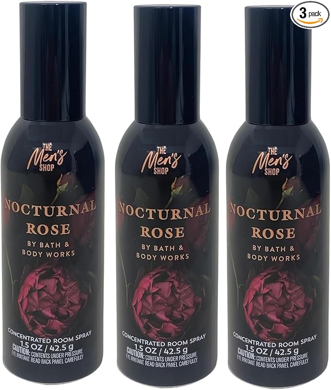 Bath and Body Works Concentrated Room Spray 1.5 oz each - Pack of 3 - Packaging May Vary (Nocturnal Rose)