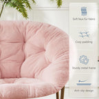 DUMOS Comfy Saucer Chair,Faux Fur Lounge Seasting XL Circle Chair for Bedroom, Dorm & Gaming, Foldable Fashion Accent Seat for Small Spaces, Folding Moon/Mushroom/Round Oversized Style,Hot Pink