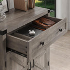 HOSTACK Coffee Bar Cabinet, Kitchen Storage Cabinet, Modern Farmhouse Buffet Sideboard with Drawer and Adjustable Shelf, Barn Door Accent Cabinets for Kitchen, Dining Room, Entryway, Ash Grey