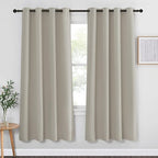 NICETOWN Room Darkening Bedroom Curtain 72 inches Long - Grommet Sound Reducing Window Treatment Privacy Thermal Curtain & Drape Light Blocking for Living Room (Natural, 1 Panel, W52 x L72)
