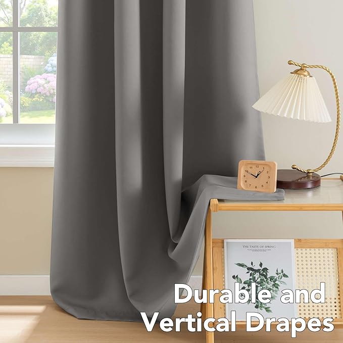 H.VERSAILTEX Blackout Curtains for Bedroom Curtains Thermal Insulated Room Darkening Window Treatment Extra Long Curtains/Drapes, Grommet Panels (Set of 2, 52 by 108 - Inch, Grey)