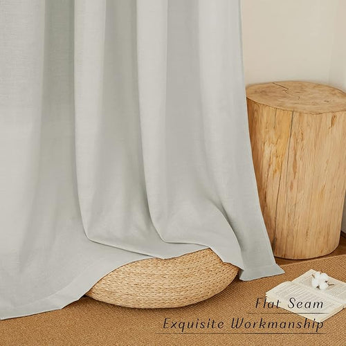 NICETOWN Gray Thick Linen Curtains 72" Length, Grommet Privacy Window Treatments Linen Weave with Light Penetration Vertical Drapes for Farmhouse/Home Office, W42 x L72, 2 Panels