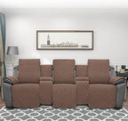 Easy-Going Recliner Sofa Cover with Console, Reversible Couch Cover for Living Room, Split Sofa Cover for Each Seat with Elastic Straps for Kids, Dogs, Pets (3 Seater, Brown/Beige)